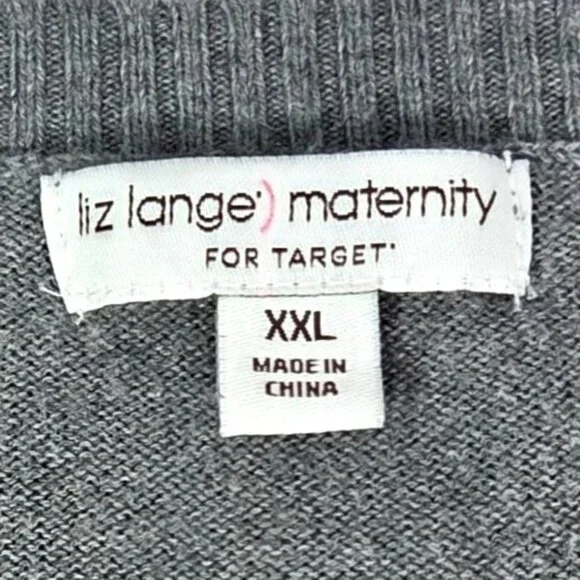 Liz Lange Maternity For Target Gray Cable Knit V-Neck Sweater XXL - Picture 5 of 6